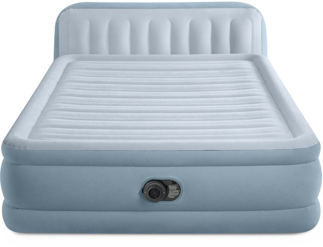 Intex Plüsch-Luftmatratze mit Kopfteil und integrierter Pumpe – 236 x 152 x 46 cm