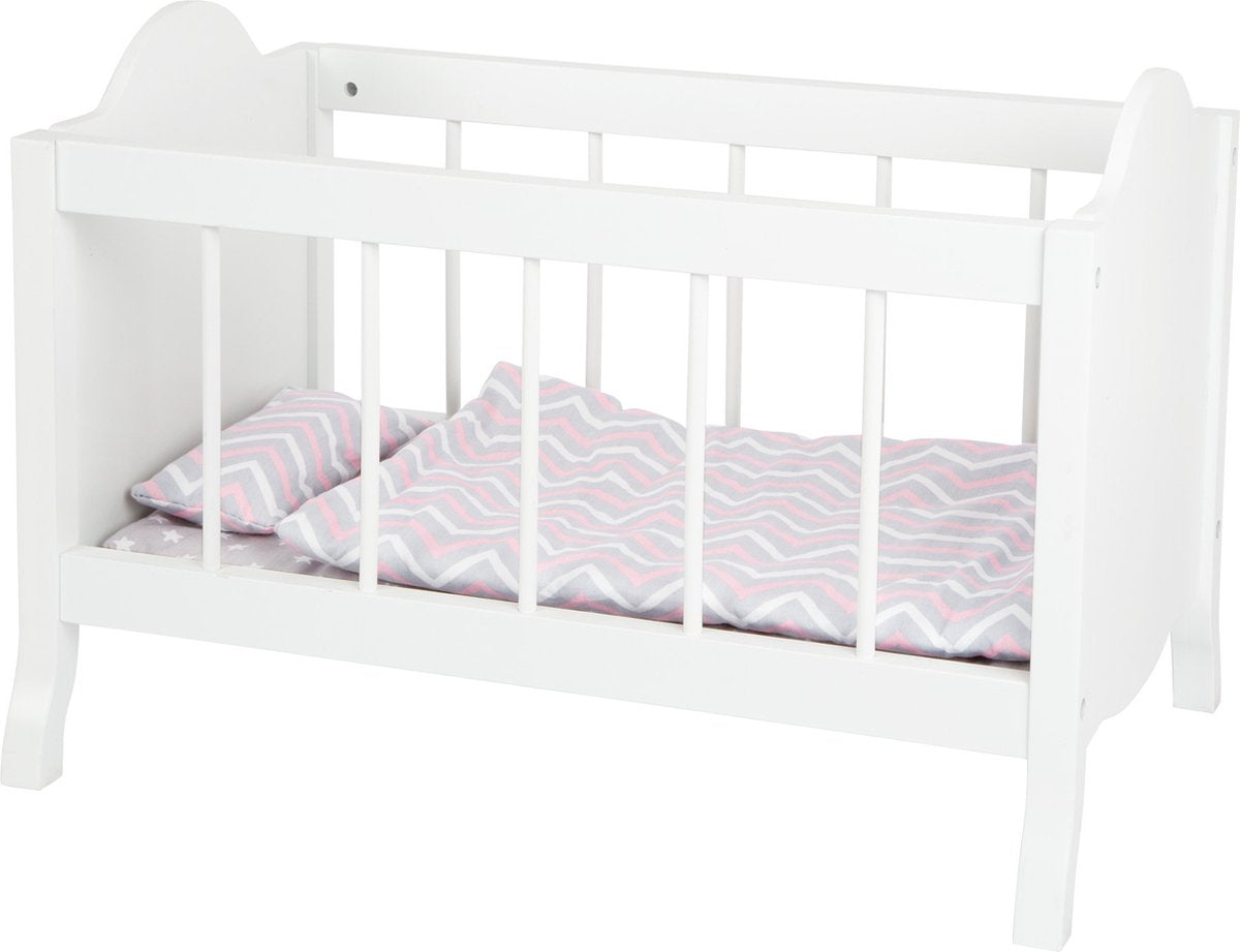 Small Foot Puppenbett mit Bettwäsche Junior 50 x 30 cm Holz weiß