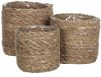 Mica decorations atlantic plantenmand - set van 3 - h16 x ø16 cm - zeegras - lichtbruin