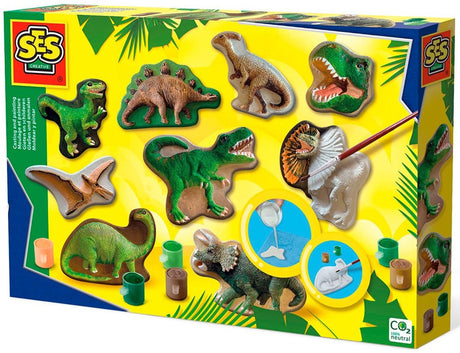 Ses kreativ – Gießen und Malen – Dino-Welt – schnell trocknend – mit Formen, Gips, Farbe, Pinsel, Spachtel und Schwamm – Basteln für Jungen – Dinosaurier-Spielzeug