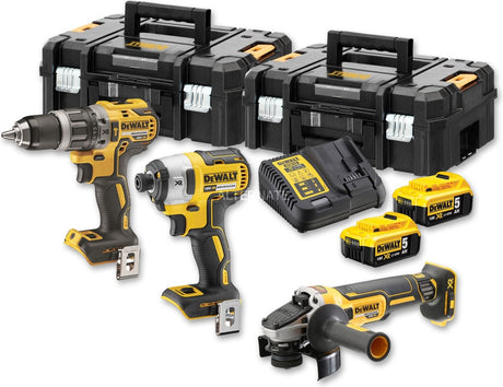 Dewalt dck384p2t-qw | 18V XR-Kombinationsset | dcd796 + dcf887 + dcg405 | 2 x 5,0-Ah-Akku und Multi-Ladegerät | 2x tstak - dck384p2t-qw