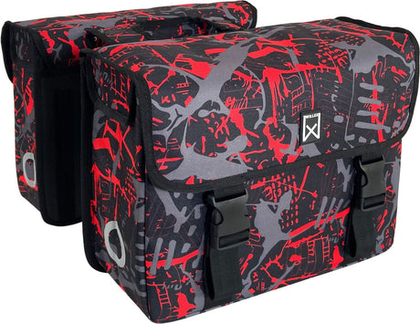 Willex - dubbele fietstas - fire print - urban - 34l - universele bevestiging -