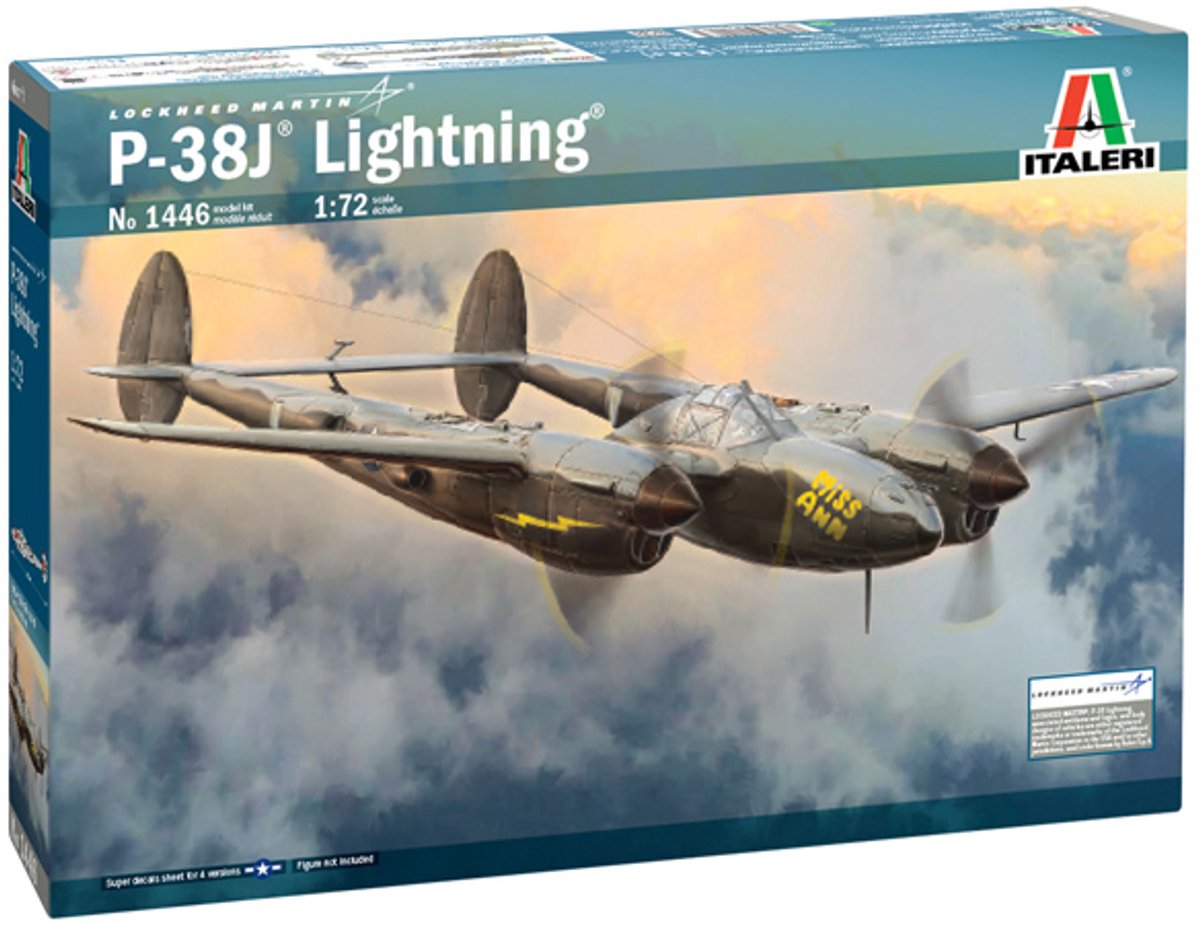 Italeri Modellbausatz Flugzeug – 1446 p-38j Lightning Plastic – 1:72 – Modellbau