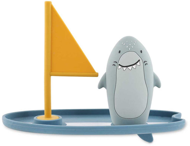 Trixie Badespielzeug Surfbrett Mr. Hai – Wasserspielzeug aus Silikon – 13 x 9 x 3 cm