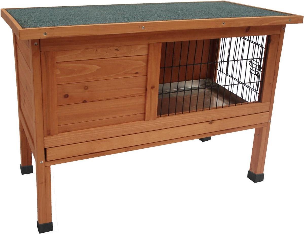 Flamingo-Kaninchenstall – kompakter Outdoor-Kaninchenstall mit Nachtkäfig und Gitterbereich – 91,5 x 45 x 70 cm – Kaninchenstall Hase klassisch braun