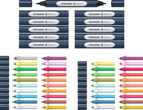 Schneider schrijfwaren schneider stift - twinmarker set - paint-it 040 - 20 kleuren + 6 houders + blender - s-ml04010902
