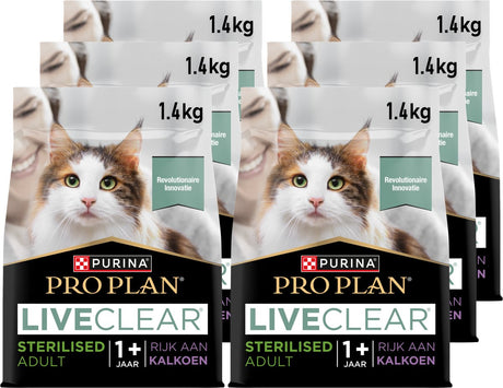 Pro plan cat liveclear sterilised adult kalkoen - kattenvoer - 6 x 1.4 kg