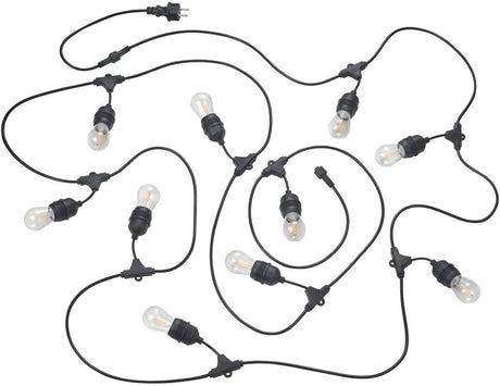 Rl lebe deine leichte Reality-Kette - Lichterkabel - schwarz matt - inkl. 10x E27 1W - nicht für externen Dimmer geeignet - Wand- und Deckenmontage - Außenbeleuchtung - IP44