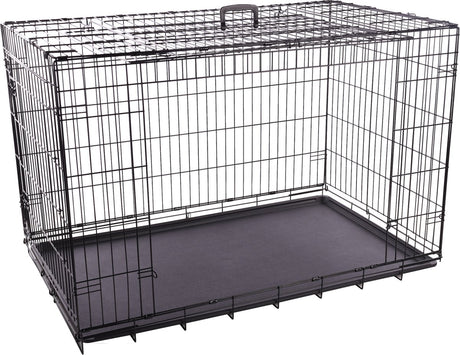 Flamingo hondenbench nyo zwart xxl – 124x77x81,5 cm – opvouwbare draadkooi met 2 deuren lade – hondenbench met handvat xxl