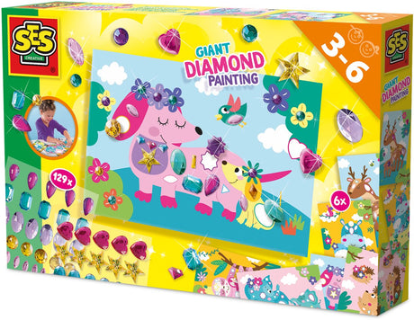 Ses creative giga diamond painting - 129 diamanten - vanaf 3 jaar - 6 kaarten - schoencadeautjes sinterklaas