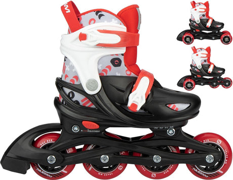 Nijdam 3-in-1 Inline-Skates – verstellbar – Kinder – Rot – Größe 29–32