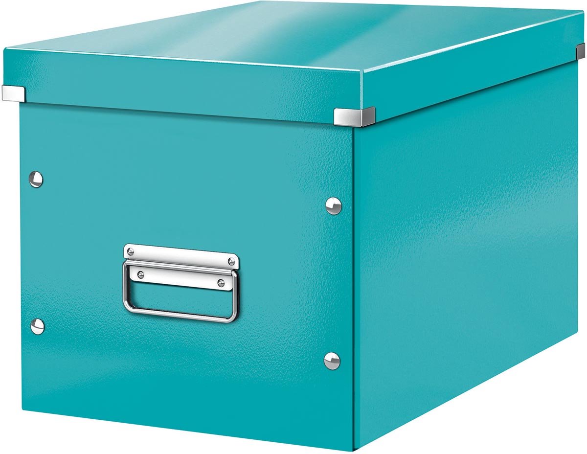 Leitz Wow Click Store Cube große Aufbewahrungsbox – 80 % recycelter Karton – 32 x 36 (B x T) cm – Eisblau