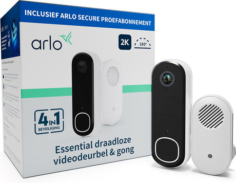 Arlo 2K kabellose Video-Türklingel mit Kamera-Gong, 1 Türklingel-Set, weiß