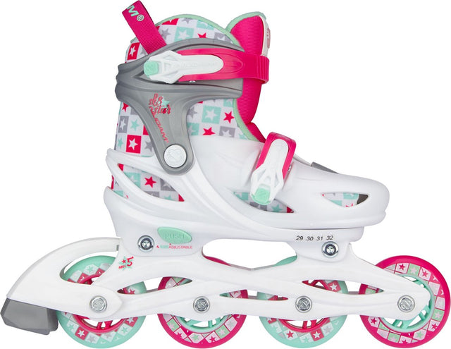 Nijdam Inline-Skates - verstellbar - Kinder - Sk8 Star - Weiß - Größe 33-36