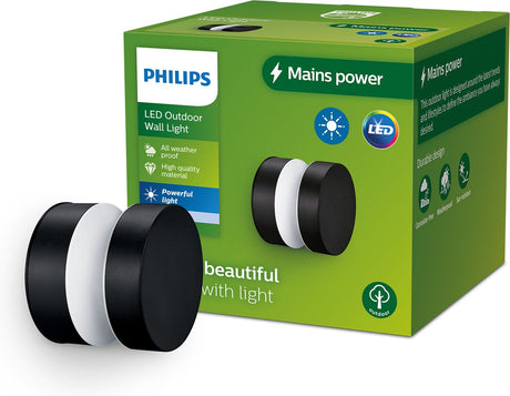 Philips led philips laven wandlamp - zwart - geïntegreerde led