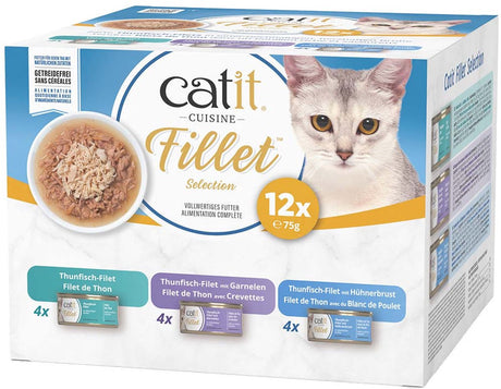 Catit cuisine voer fillet tuna variety pack voor katten 12x75g