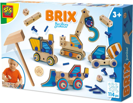 Ses creative brix junior bouwset - bouwvoertuigen met hamer - voor jongens vanaf 3 jaar - 46 delen - constructieset - schoencadeautjes sinterklaas