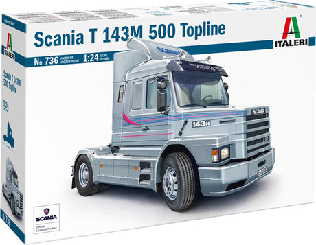 Italeri Modellbausatzauto – 0736 Scania T143M 500 Torpedo Topline 4x2 – LKW-Kunststoff – 1:24 – Modellbau