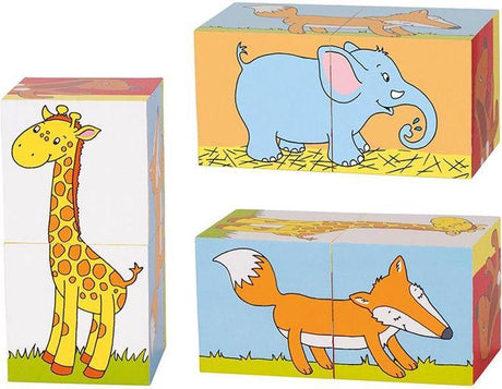 Goki Würfelpuzzle, Tiere. 2 Teile. 10x5x5 cm.