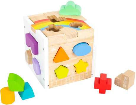 Kleiner Fuß - Holz-Formsortierwürfel Regenbogen,