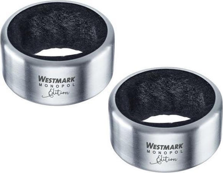 Westmark 2 Tropfringe inkl. 2 Ersatzeinsätze, Monopol Edition, Edelstahl-Silikonfilz, Alessio, Silber Schwarz, 61843360