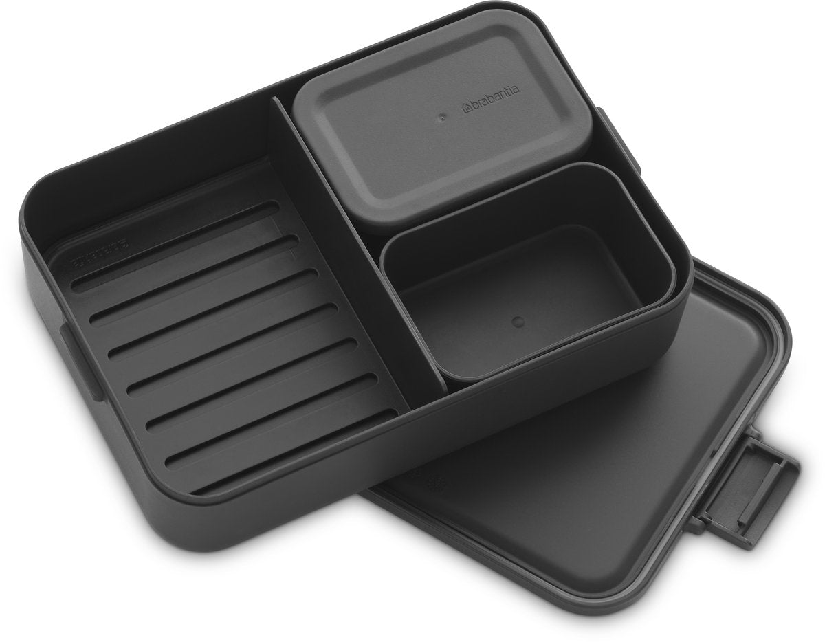 Brabantia Bento-Lunchbox zum Mitnehmen, groß, dunkelgrau | 2 Stk