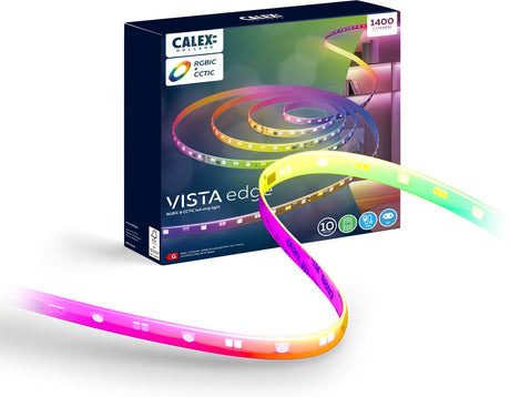 Calex LED-Streifen – 10 Meter – RGB + CCT-Einzelsteuerung – 1400 Lumen – Innenbereich – kühle bis warmweiße Lichtfarbenbeleuchtung – Musiksynchronisation – Fernbedienung