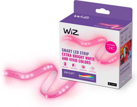 Wiz LED-Streifen – Starterset – 2 Meter – RGB+W – einfache Installation – farbiges und weißes Licht – WLAN – RGB; jeweils eine Farbe