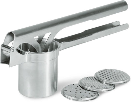 Gefu tri star® Kartoffel- und Spätzlepresse – inklusive 3 Wechselscheiben – Edelstahl