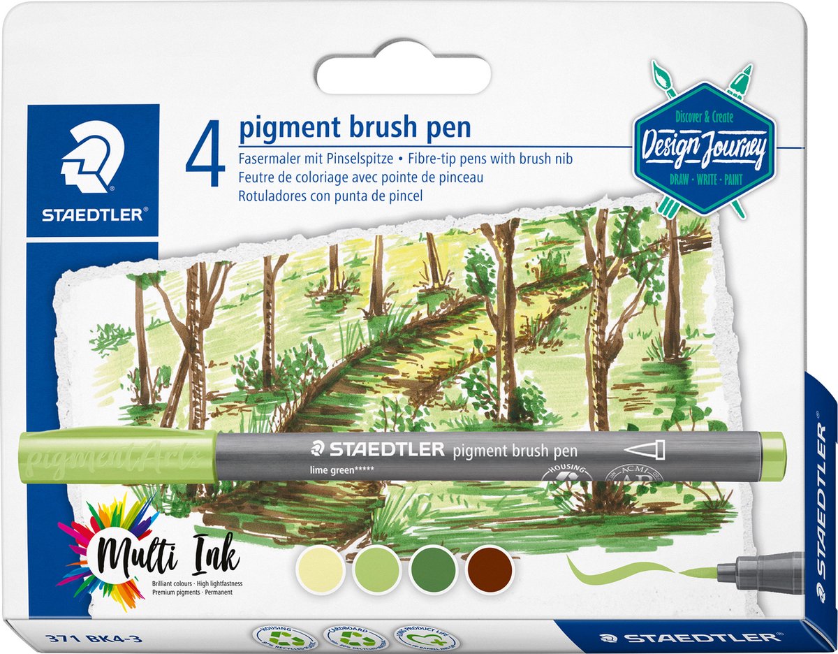Staedtler Pigmentpinselstift-Set 4 Farben Waldfarben