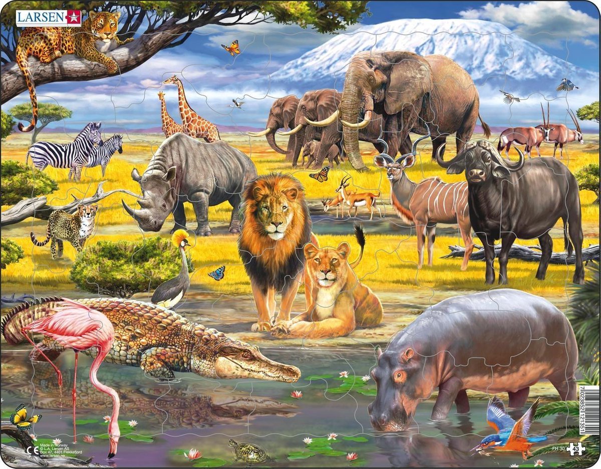 Selecta Larsen Puzzle Tiere – Afrikanische Savanne, 43 Teile.
