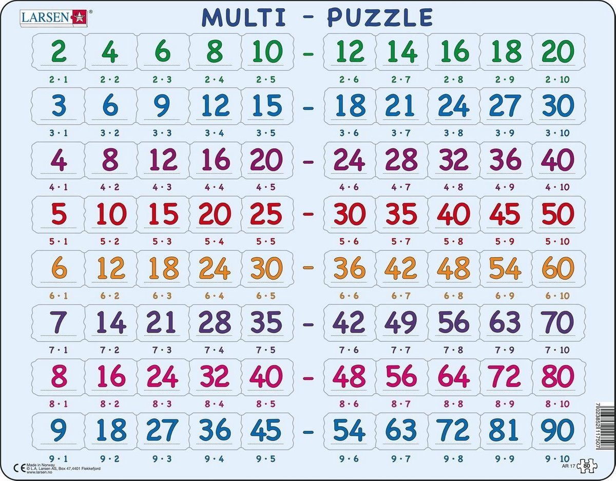 Selecta Larsen Puzzle zum Rechnen lernen - Tabellen, 80 Teile.