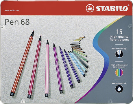 Stabilo Pen 68 Arty-Filzstifte im Metalletui - 15 Stk.