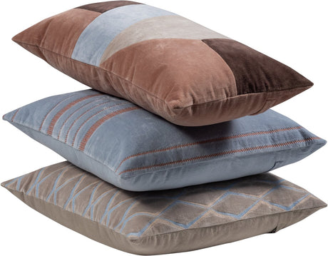 Woood Laon Kissen – Samtstoff – Naturblau – 3er-Set
