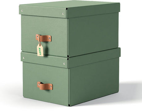 Leitz Puro mittelgroße Aufbewahrungsbox mit Deckel – 2er-Set – 17 l – 100 % recycelter Karton – grün