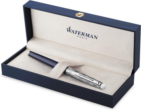 Waterman Hemisphère-Füllfederhalter | metallblaue Lackierung mit Palladium-Detail | gemeißelte Kappe | Feine Edelstahlfeder