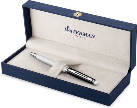 Waterman Hemisphère-Kugelschreiber | schwarze und weiße Farbe mit palladiumbeschichteten Oberflächen | mittlerer Punkt | mit Geschenkbox