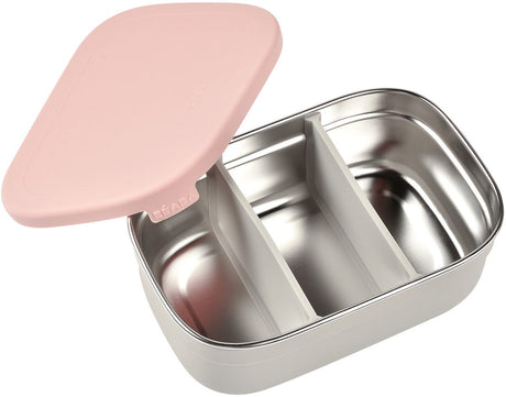Béaba Lunchbox – Brotbox aus Edelstahl (Edelstahl) mit Silikondeckel – Pink – inkl. 2 Trennwände – BPA-frei – spülmaschinenfest