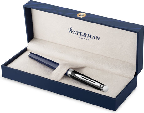 Waterman Hemisphère-Füllfederhalter | schwarze und blaue Lackierung mit palladiumbeschichteten Oberflächen | feine Edelstahlfeder | mit Geschenkbox
