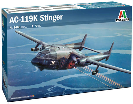 Italeri Modellbausatz Flugzeug – 1468 ac-119k Stinger Flugzeug aus Kunststoff – 1:72 – Modellbau