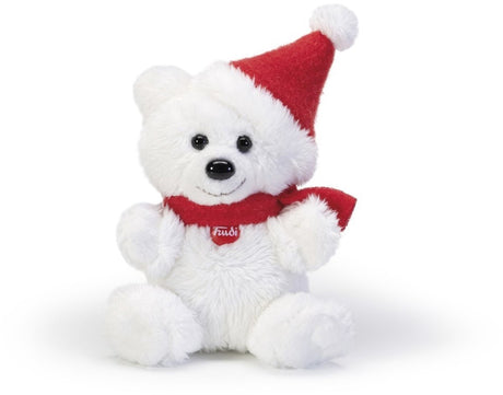 Trudi - no kerstbeer 10 cm - handgemaakt in italie - pluche knuffel - kerst knuffel - knuffeldier voor jongens en meisjes - wit rood