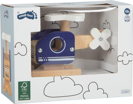 Kleiner Fuß - Holzhubschrauber blau