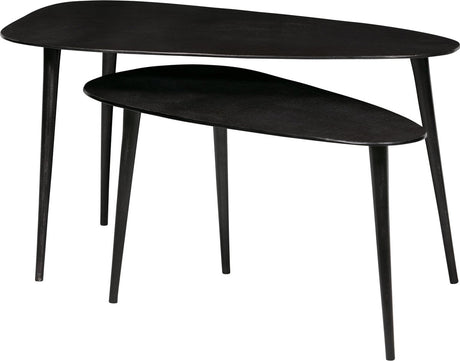 Woood triangle bijzettafel - metaal - zwart nikkel - 49x89x49 - set van 2