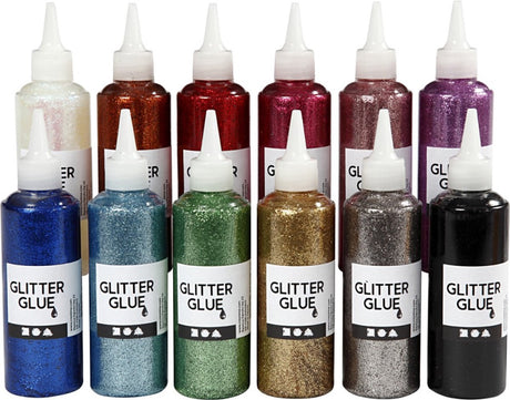 Creativ Company Glitzerkleber, verschiedene Farben, 12x118 ml 1 Box