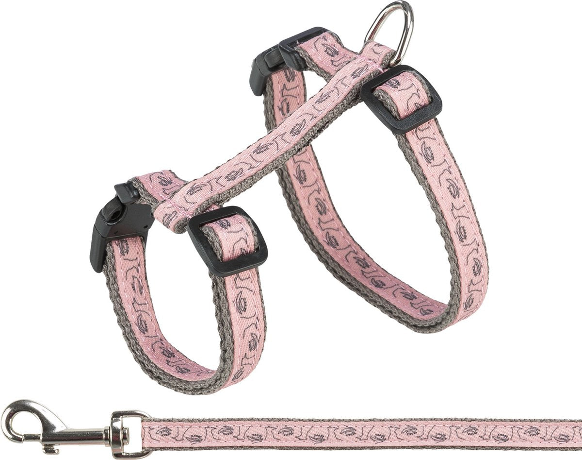 Trixie - Katzengeschirr mit Leine - Graurosa - 27-45 cm 1 cm - 120 cm