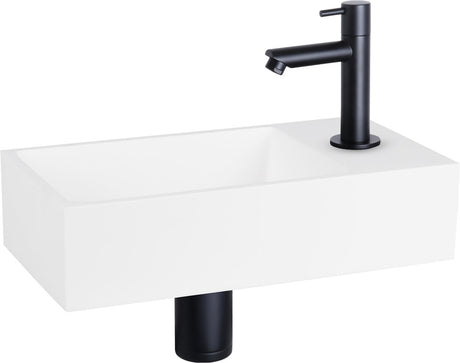 Differnz-Brunnenset - 36x18,5x9cm - Rechteck - 1 Hahnloch - Weiß