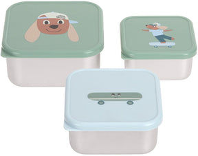Lässig tiny team dog snackbox - 3 stuks - rvs - groen
