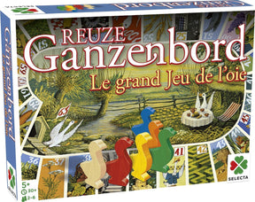 Selecta Taktik Riesengansbrett – klassisches Brettspiel im Extragroßformat – inklusive Spielbrett, Holzgänse und Würfel – ab 5 Jahren
