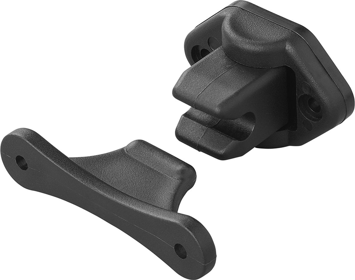 Proplus scharnierende deurvanger - camper deurstop - 2-delig - deurklem - deurhouder - simpele en snelle montage - scharnierfunctie - flexibele caravandeurhouder - universeel - zwart
