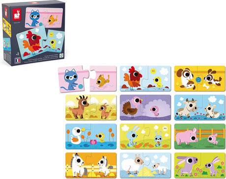 Janod – Puzzlespiel – Eltern und Tierbabys